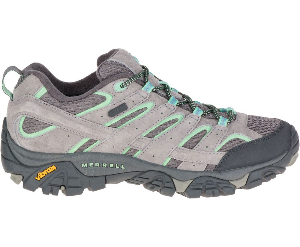 Merrell Hiking Shoes Grey/Mint - Moab 2 Waterproof - Womens 48WXBZALQ